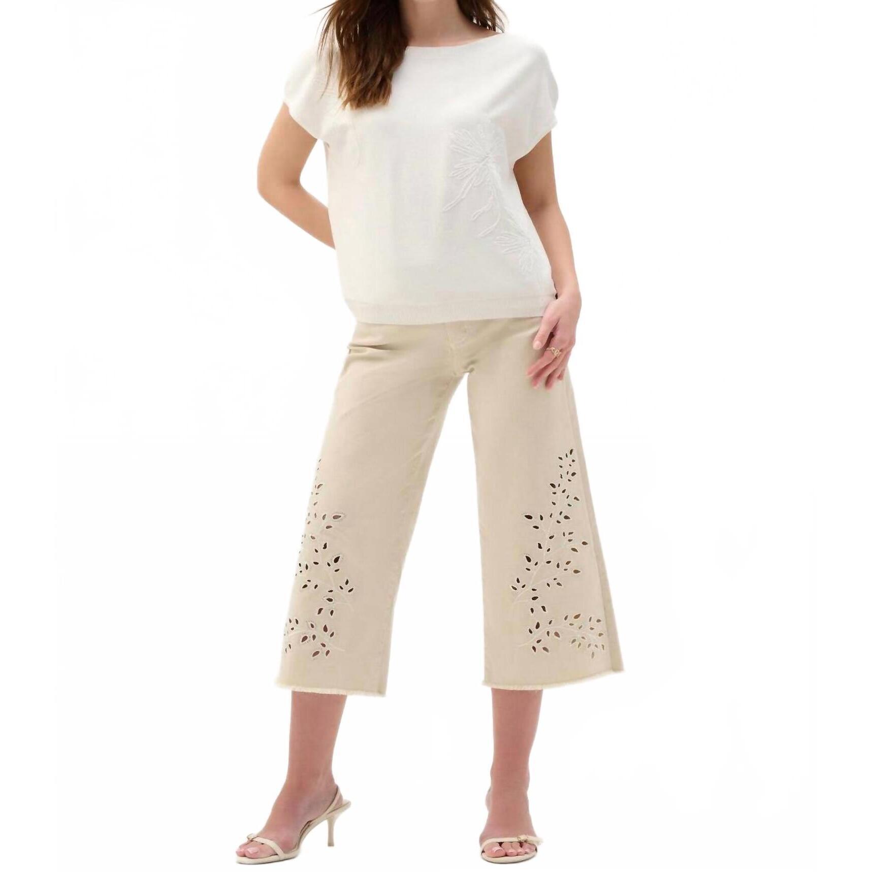 New Joseph Ribkoff Women's Embroidered Top In Vanilla